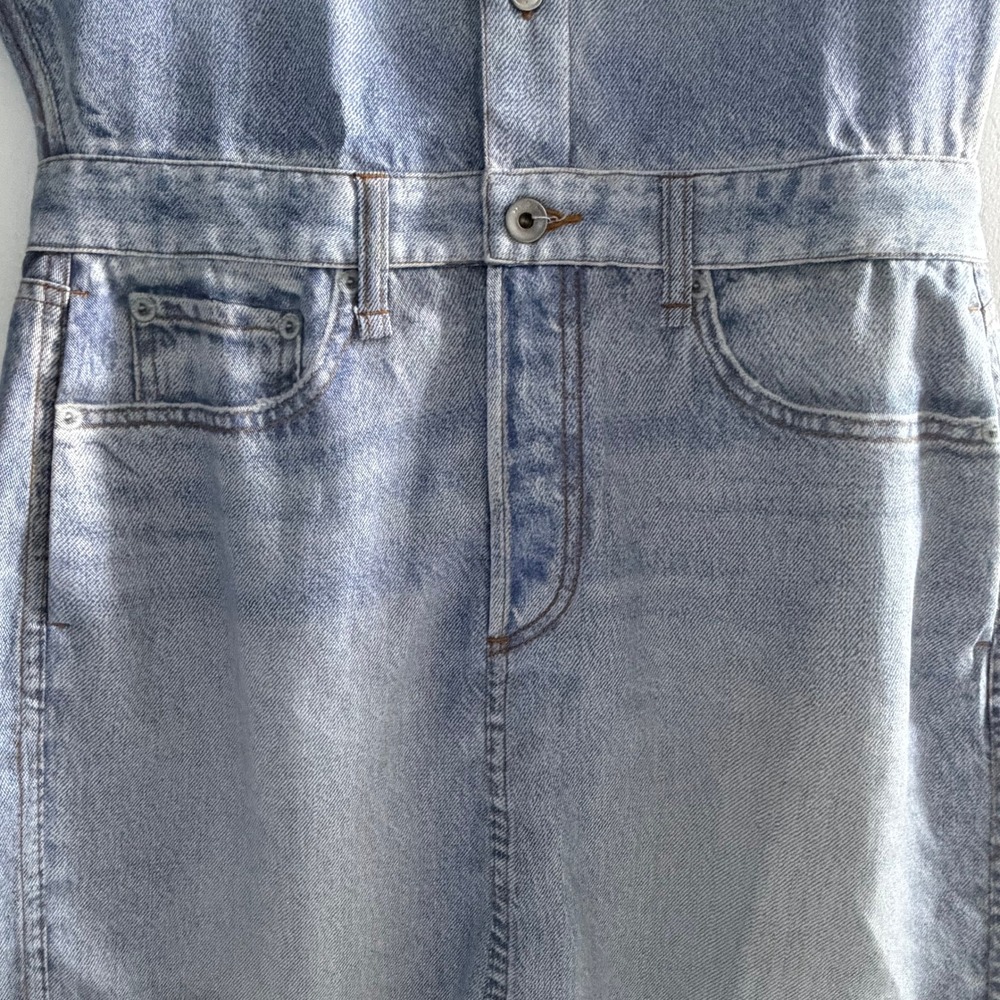 Rag & Bone Denim Dress Women Medium Blue Tencel Short Sleeve Mini Button Front - Picture 5 of 9